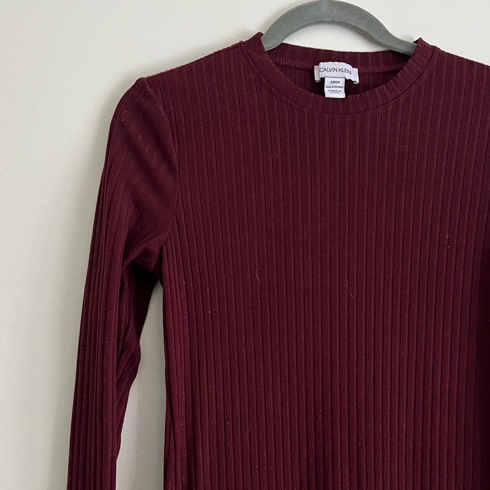 Calvin Klein Deep Red Ribbed Dress